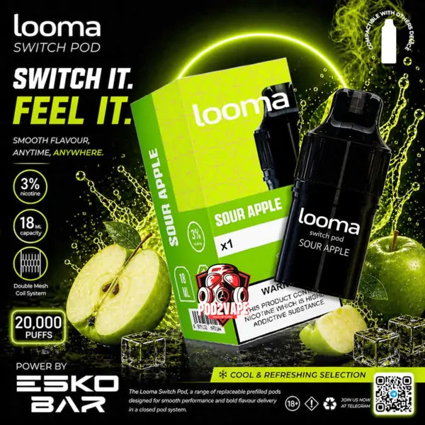 หัว looma switch 20k sour apple แอปเปิ้ลเปรี้ยว