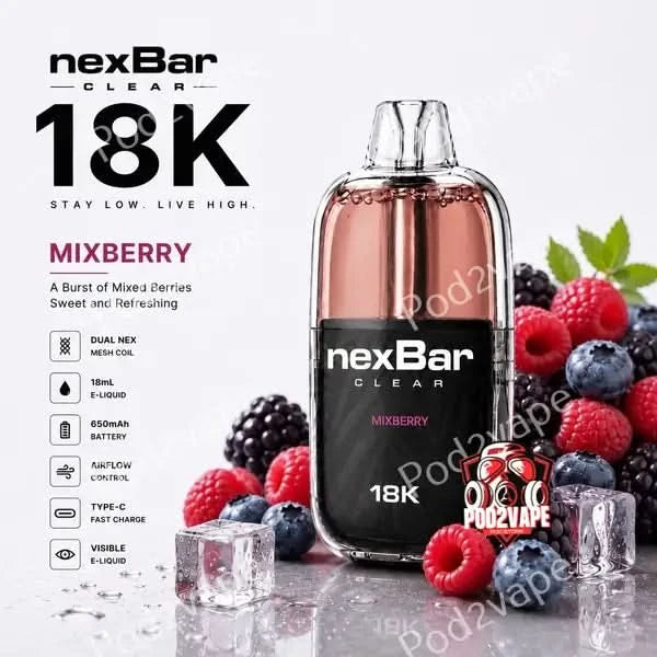 Nexbar Clear 18k กลิ่น Mixberry รวมเบอร์รี่