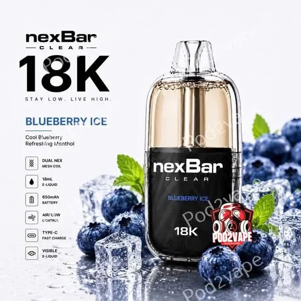 Nexbar Clear 18k กลิ่น Blueberry บลูเบอร์รี่