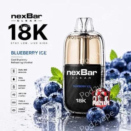 Nexbar Clear 18k กลิ่น Blueberry บลูเบอร์รี่