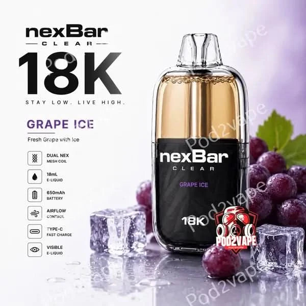 Nexbar Clear 18k กลิ่น Grape Ice องุ่นเย็น