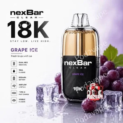Nexbar Clear 18k กลิ่น Grape Ice องุ่นเย็น