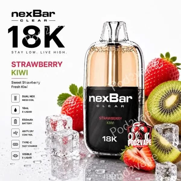 Nexbar Clear 18k กลิ่น Strawberry Kiwi สตรอว์เบอร์รี่กีวี