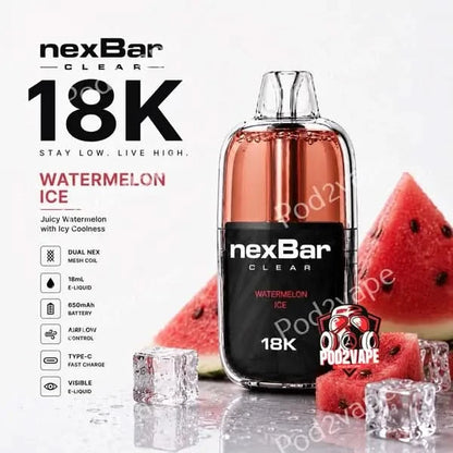 Nexbar Clear 18k กลิ่น Watermelon Ice แตงโมเย็น