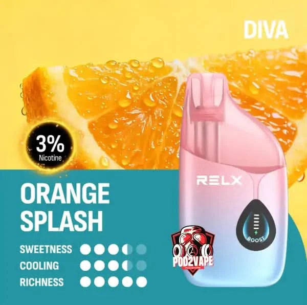 Relx diva 30k orange splash nic30
